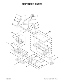 Dispenser Parts Diagram and Parts List for 11041942710  Kenmore Washer