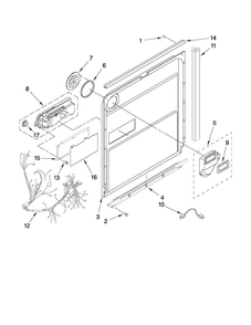 Inner Door Parts Diagram and Parts List for KUDS30IVSS4  KitchenAid Dishwasher