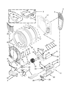 Bulkhead Parts Diagram and Parts List for WED72HEDW0  Whirlpool Dryer