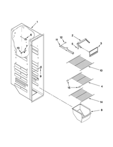Freezer Liner Parts Diagram and Parts List for ED2CHQXVQ03  Whirlpool Refrigerator
