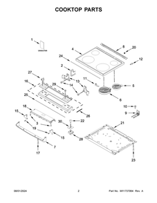 02 - Cooktop Parts Diagram and Parts List for WEE515S0LW3  Whirlpool Range