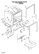 TUB AND FRAME PARTS Diagram and Parts List for KUDU03FTPA1  KitchenAid Dishwasher
