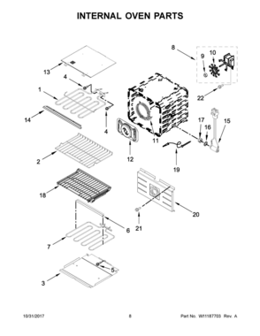 05 - INTERNAL OVEN PARTS Diagram and Parts List for JJW2427DB02  Whirlpool Wall Oven