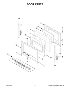 Door Parts Diagram and Parts List for YWFE515S0JB4  Whirlpool Range