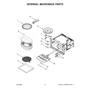 Internal Microwave Diagram and Parts List for KOCE500EBS22  KitchenAid Microwave Oven Combo