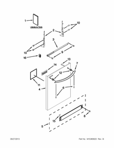 Door And Panel Parts Diagram and Parts List for 66513272K111  Kenmore Dishwasher