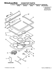 Cooktop Parts Diagram and Parts List for YKERC507HA2  Whirlpool Range