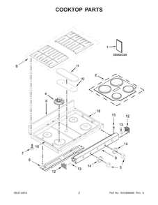 Cooktop Parts Diagram and Parts List for WGG745S0FE02  Whirlpool Range