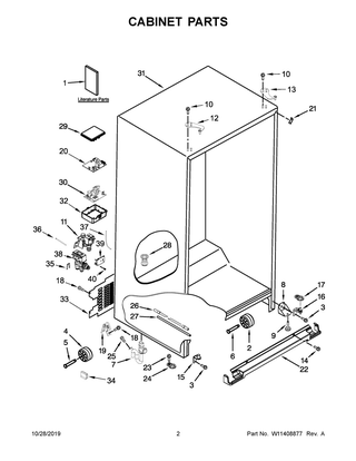 Cabinet Parts Diagram and Parts List for KRSF705HBS00  Whirlpool Refrigerator