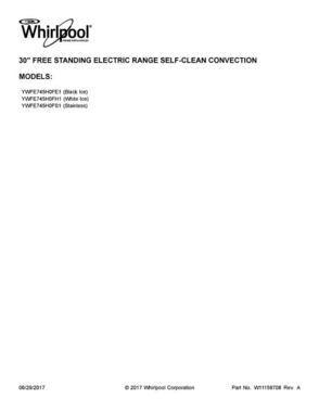 01 - Cover Sheet Diagram and Parts List for YWFE745H0FE1  Whirlpool Range