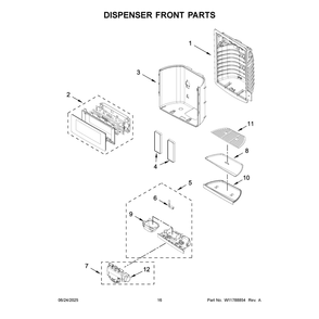 Dispenser Front Parts Diagram and Parts List for KRFF577KBS06  KitchenAid Refrigerator
