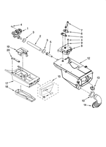 Dispenser Parts Diagram and Parts List for WFW8500SR00  Whirlpool Washer
