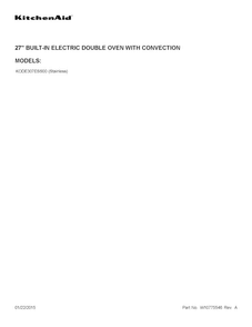 Cover Sheet Diagram and Parts List for KODE307ESS00  KitchenAid Wall Oven
