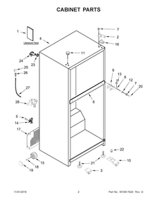 Cabinet Parts Diagram and Parts List for WRT348FMES00  Whirlpool Refrigerator