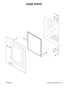 Door Parts Diagram and Parts List for KURL304EBS00  KitchenAid Refrigerator
