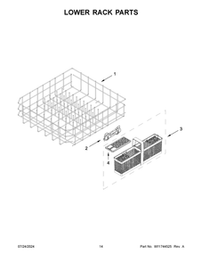 08 - Lower Rack Parts Diagram and Parts List for KDFE304RPS0  Whirlpool Dishwasher