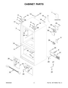 02 - Cabinet Parts Diagram and Parts List for WRFF3236RB00  Whirlpool Refrigerator