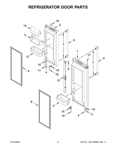 05 - Refrigerator Door Parts Diagram and Parts List for MFC2062FEZ13  Whirlpool Refrigerator