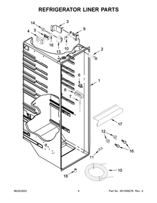 Refrigerator Liner Parts Diagram and Parts List for WRS571CIHV05  Whirlpool Refrigerator