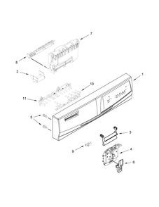 Control Panel And Latch Parts Diagram and Parts List for WDF310PLAT5  Whirlpool Dishwasher