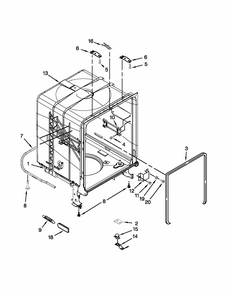 Tub And Frame Parts Diagram and Parts List for 66513043K114  Kenmore Dishwasher