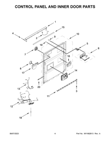 Control Panel And Inner Door Parts Diagram and Parts List for KDTE204KBL2  KitchenAid Dishwasher