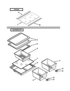 Shelf Parts Diagram and Parts List for W8RXCGFXB02  Whirlpool Refrigerator