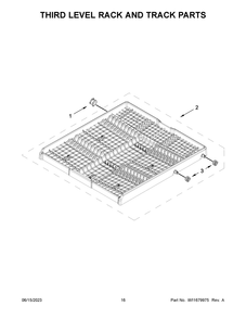 Third Level Rack And Track Parts Diagram and Parts List for WDT750SAKB2  Whirlpool Dishwasher