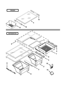 Shelf Parts Diagram and Parts List for 5VWT71REYF00  Whirlpool Refrigerator