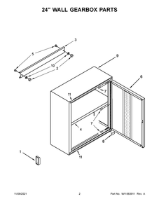 24-Inch Wall Gearbox Parts Diagram and Parts List for GAWG241DKW01  Whirlpool Cabinet