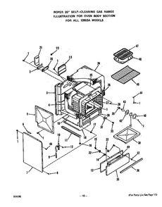 Oven Body Diagram and Parts List for 1395*3A  Roper Range