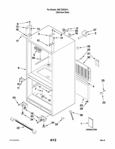 Cabinet Parts Diagram and Parts List for 59672003014  Kenmore Refrigerator