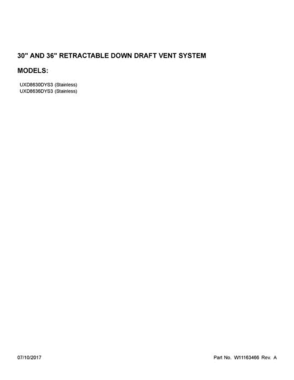 01 - Cover Sheet Diagram and Parts List for UXD8630DYS3  Whirlpool Range Hood