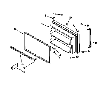 Freezer Door Diagram and Parts List for GT22DKMXGN00  Whirlpool Refrigerator