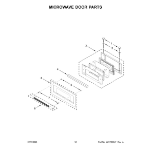 Microwave Door Parts Diagram and Parts List for KOEC727SPS00  KitchenAid Microwave Oven Combo