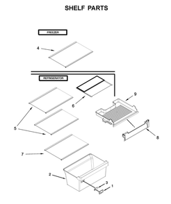 Shelf Parts Diagram and Parts List for WRT312CZJB00  Whirlpool Refrigerator