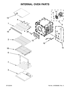 Internal Oven Parts Diagram and Parts List for KOSE507EBS01  KitchenAid Wall Oven