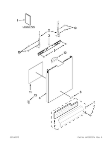 Door And Panel Parts Diagram and Parts List for WDF530PLYB6  Whirlpool Dishwasher