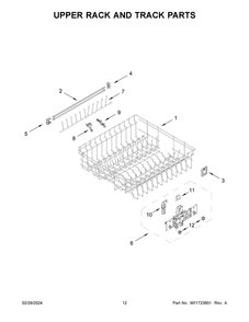 Upper Rack And Track Parts Diagram and Parts List for WDTA50SAKB3  Whirlpool Dishwasher