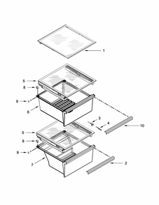 Refrigerator Shelf Parts Diagram and Parts List for ISC21CNEDS00  Whirlpool Refrigerator