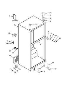 Cabinet Parts Diagram and Parts List for WRT318FMDW01  Whirlpool Refrigerator
