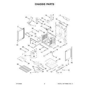 Chassis Parts Diagram and Parts List for YWFES5730SW0  Whirlpool Range