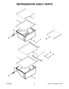Refrigerator Shelf Parts Diagram and Parts List for WRS311SDHM11  Whirlpool Refrigerator