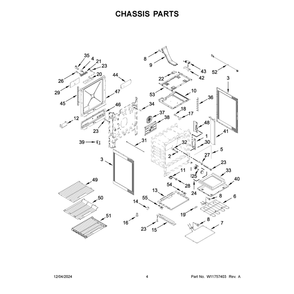 Chassis Parts Diagram and Parts List for KSDG950ESS8  KitchenAid Range