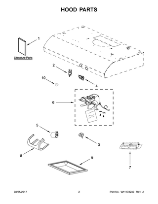 Hood Parts Diagram and Parts List for IH3402DS2  Whirlpool Range Hood