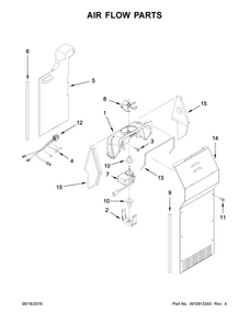 Air Flow Parts Diagram and Parts List for WRS335FDDB02  Whirlpool Refrigerator