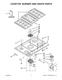 COOKTOP, BURNER AND GRATE PARTS Diagram and Parts List for KFGS306VSS04  KitchenAid Cooktop