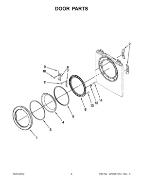 04 - DOOR PARTS Diagram and Parts List for YNED7200TW0  Whirlpool Dryer