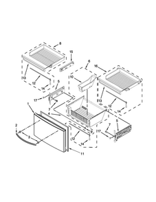 Freezer Door Parts Diagram and Parts List for WRF997SDDM00  Whirlpool Refrigerator
