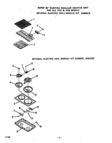 ^electric Grill Module Kit Diagram and Parts List for 2102*2E  Roper Range